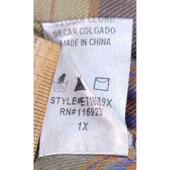Easel Plaid Shirt Patchwork Button-Up Womens 1X Frayed Hem Pockets New Tags - Picture 5 of 8